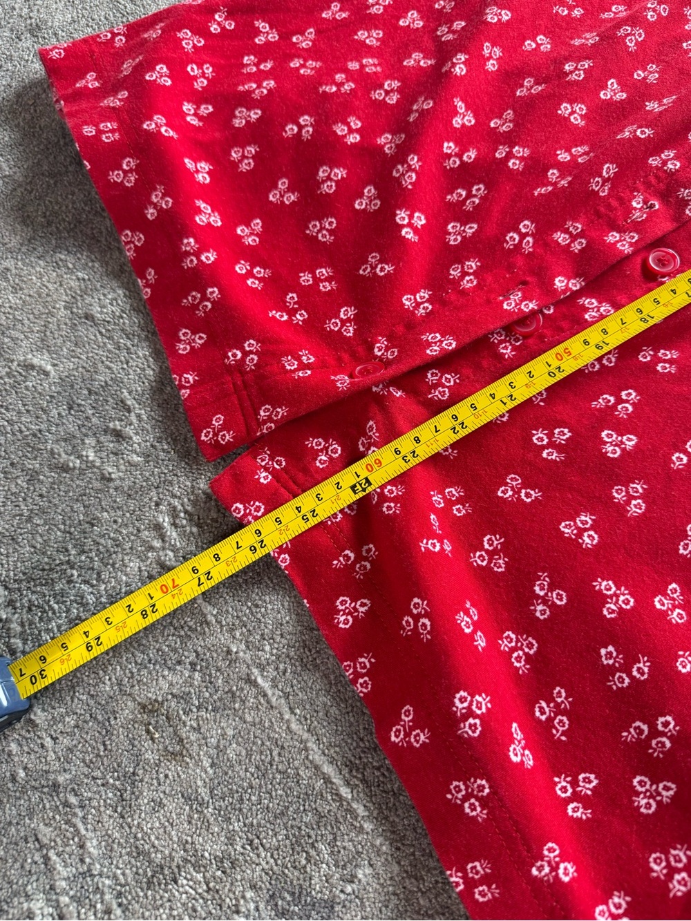 Talbots - 100% Cotton Red Floral Button-Front Midi Dress (PS) Vintage - Picture 3 of 8